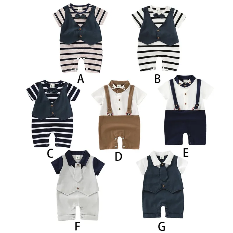 

Kids Boys Rompers Jumpsuit Newborn Clothes Baby Clothes Infant Baby Boy Stripe Print Short Sleeve Rompers