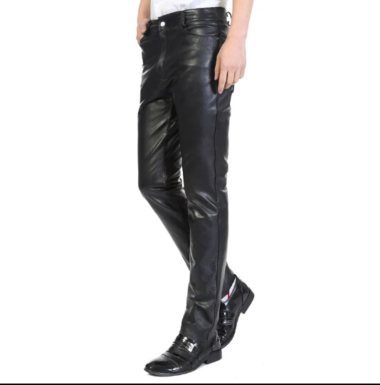 Мужские кожаные брюки из козьей кожи с защитой от ветра|leather pants men|pants menleather men |