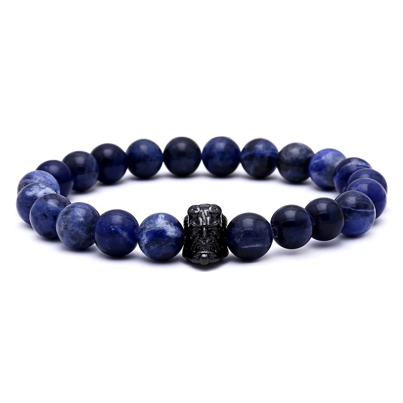 

Mcllroy bracelet men natural stone beads bracelet bileklik men jewelry titanium steel figure shape charms bracelet love pulseras