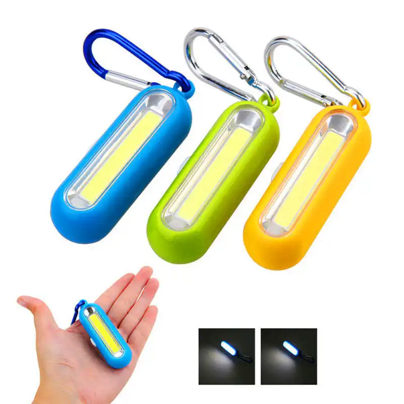 1xPortable COB LED Flashlight Carabiner Keychain Camping Light Hiking Torch Gift powerful led flashlight fanatic #4S14 (6)