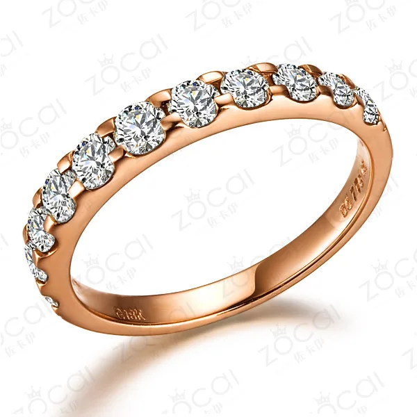 ZOCAI натуральный 0 55 CT Сертифицированный SI / H Круглый вырез 18K розовое золото