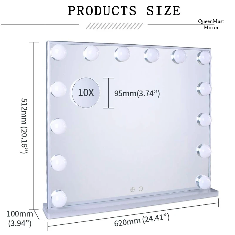 Голливудское зеркало для макияжа, светильник для туалетного столика, светодиодный светильник с диммером, регулируемое косметическое зеркало с подсветкой
