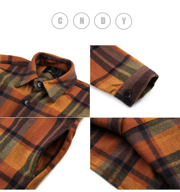 2018 японский Стиль Для мужчин решетки печати шерстяные пальто Одежда Сгущает камвольно просторная рубашка 3 цвета модные брендовые рубашки