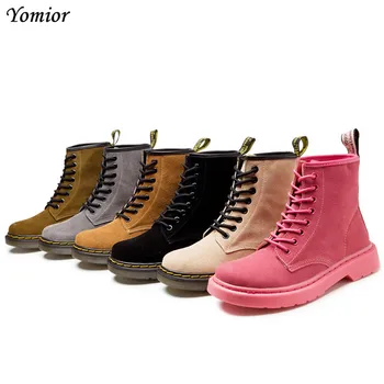 

Yomior Lace-Up Spring Round Toe Genuine Leather Women Shoes Unisex Wedges Ankle Boots Fashion Female Boots Big Size 44 45 46