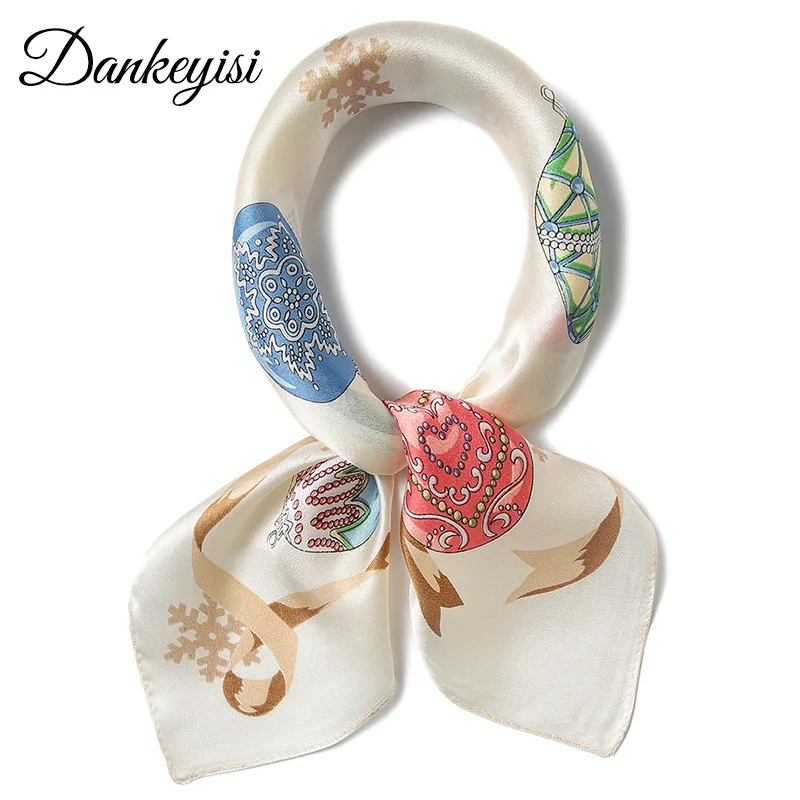 

DANKEYISI 100% Silk Scarf Women Small Square Scarf Pure Silk Vintage Scarves Ladies Neck Scarf Wraps Handkerchief 2018