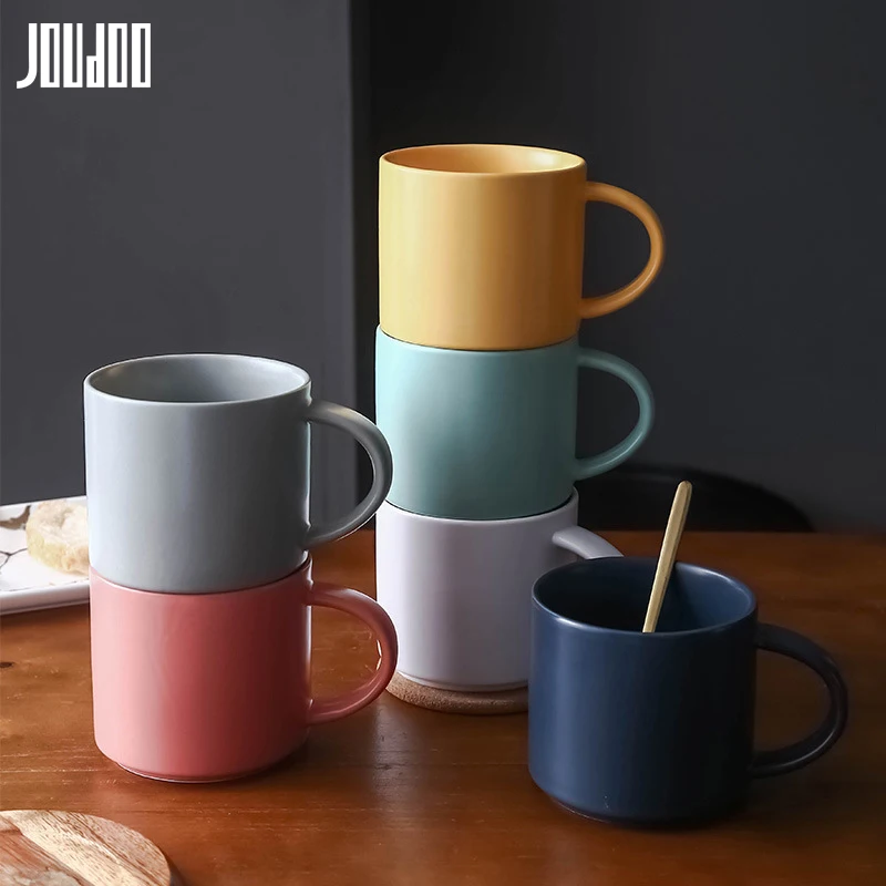 

JOUDOO Brief Ceramic Coffee Mugs Simple Europe Household Scrub Cup Office Large Capacity Coffee Tea Water Drinkware Mug 35