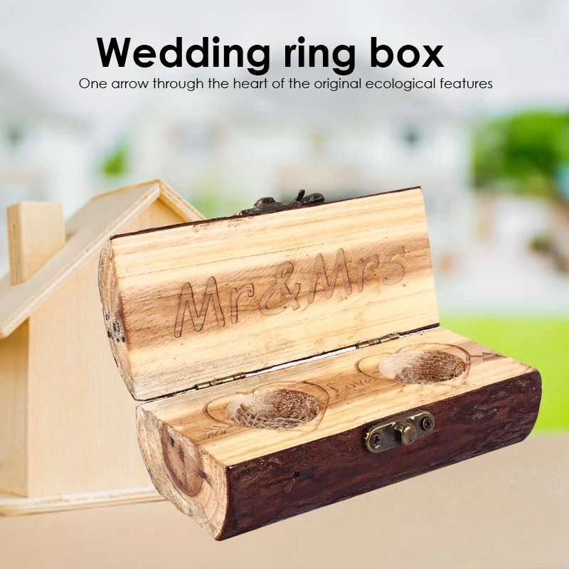 Mr Mrs Свадебная деревянная коробочка для колец держатель обручальное кольцо шкатулка Индивидуальная коробка для ювелирных украшений для деревенского Подарок на годовщину свадьбы