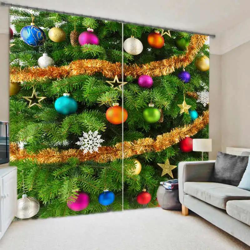 Senisaihon, современные затемненные занавески, цветные Рождественские елки, новогодние подарки, плотные Полиэстеровые занавески для детской комнаты, занавески для гостиной - Цвет: Color 5