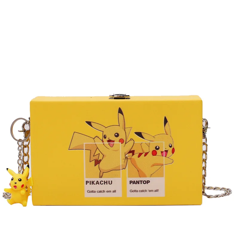 

Cute pikachu box hand bag female 2019 new funny casual Pokemon chain shoulder messenger bag female party bag with pendent