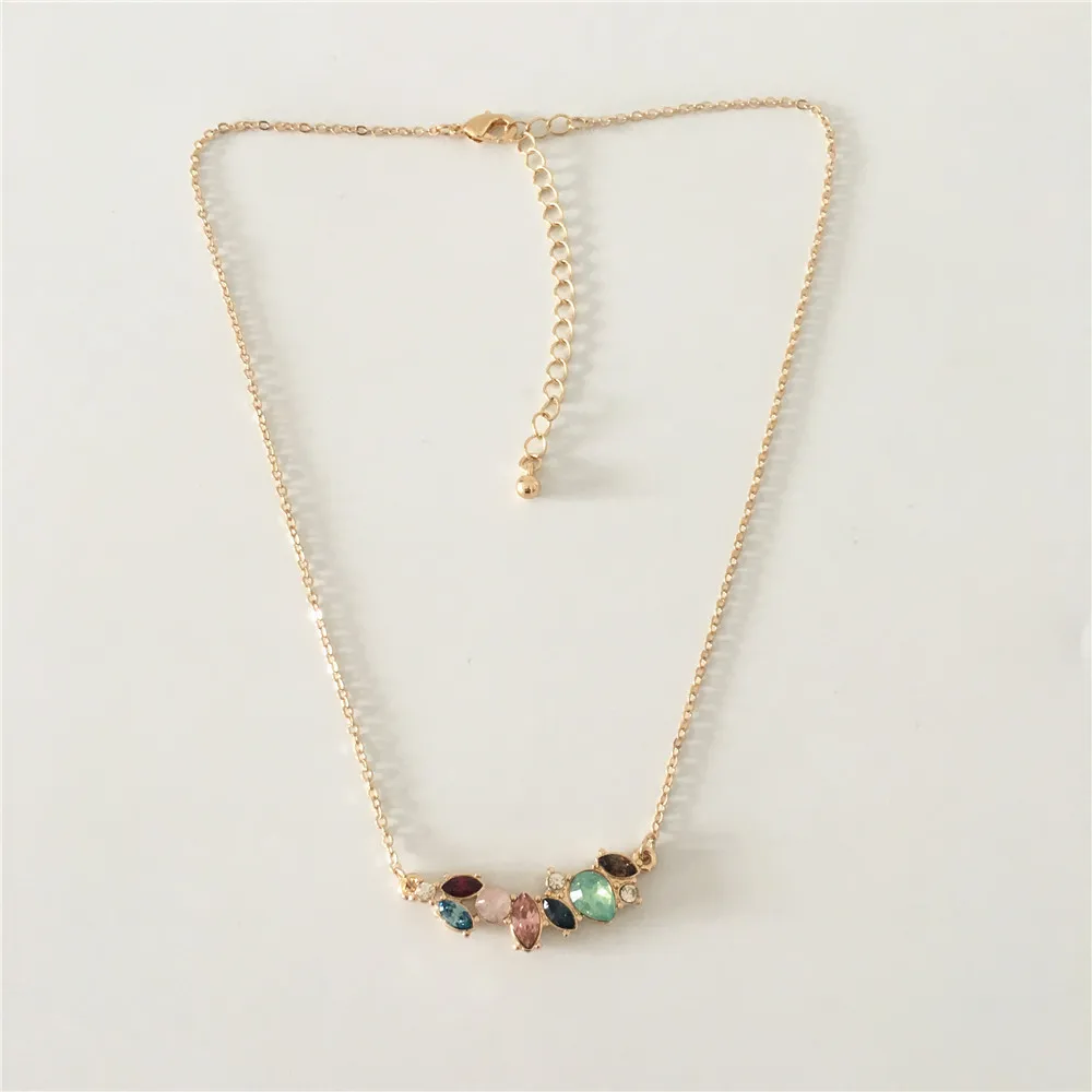 

Blingbling gold color plating colorful stone necklace for women