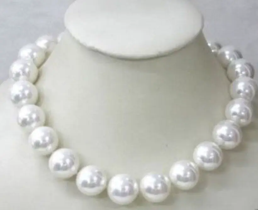 

New Fashion Woman 14mm White Sea South Shell Pearl Party Beads Necklace 18" AAA style Fine Noble real Natural REAL shipping