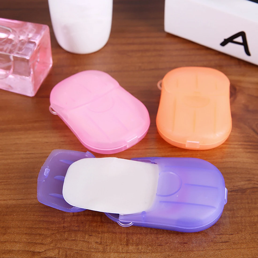 

New Portative 20pcs Convenient Mini Soap Slice Washing Hand Travel Mini Soap Slice Sheets Foaming Box Paper