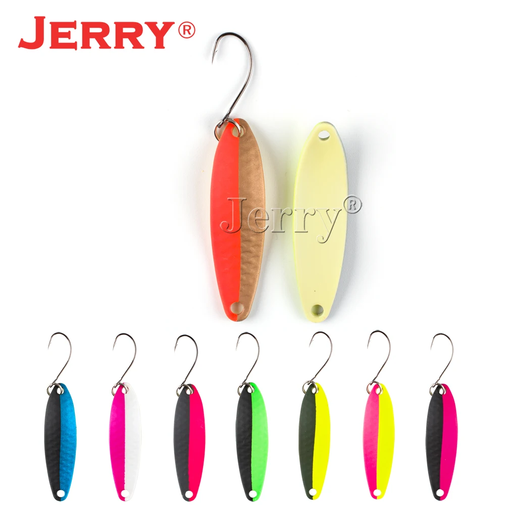 

Jerry 5g stream trout area fishing spoons long casting narrow glowing color single hook spinner bait pesca