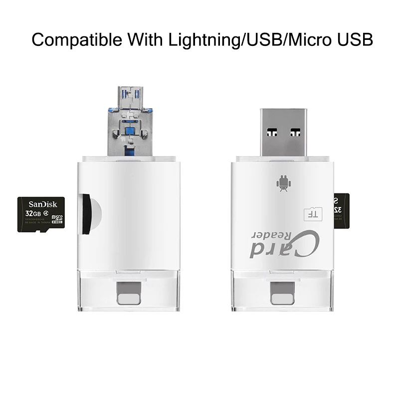 3 In 1 SD TF Card Reader iOS Micro USB 2 0 Android Multi system Compatible 3