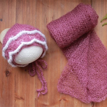 

Baby Girl Ruffle Bonnet and Wrap Set Girl Baby Lace Flower Hat Stretch Wraps Swaddle Blanket Cocoon Layering Fabric Filler Prop