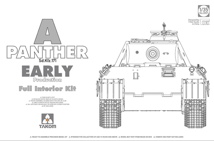 TAKOM 2097 1/35 масштаб пантера Sd. Kfz.171 Раннее Производство Полный Интерьер пластиковые