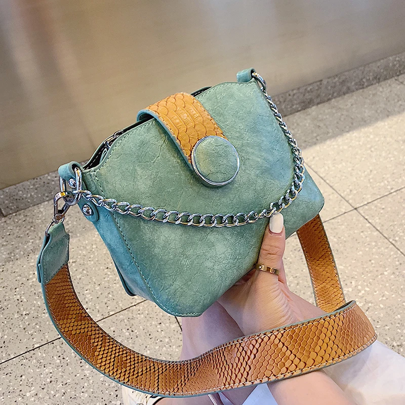 

Stone Leather Crossbody Bucket Bags For Women 2019 Chain Handbags Ladies Shoulder Messenger Bag Female Travel Handbag 6212