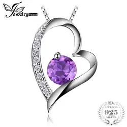 Jewelrypalace сердце любовь навсегда 1.2ct Природные Фиолетовый аметист драгоценный кулон Твердые стерлингового серебра 925 не включает цепь