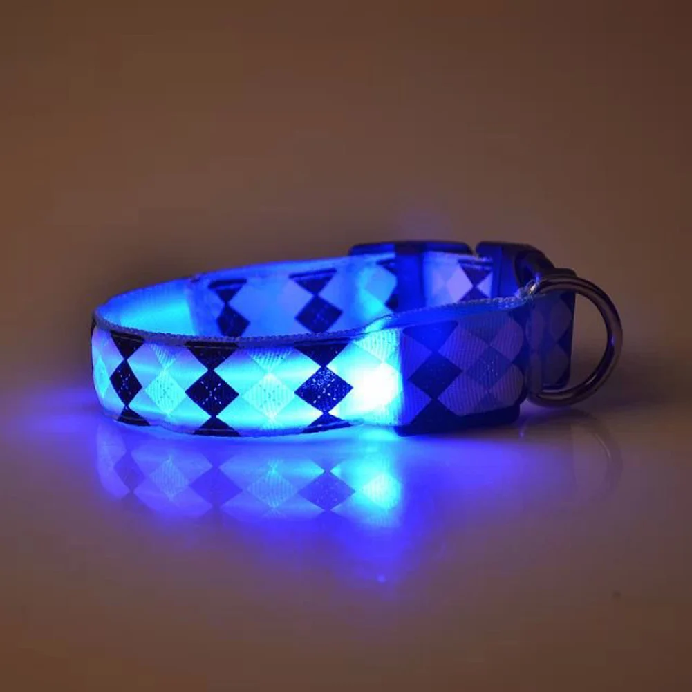 Новое поступление мигающий светодиод для домашних собак блестящий ошейник цветной нейлоновый ошейник ночной безопасный светящийся ошейник для путешествий на открытом воздухе BS - Цвет: Синий