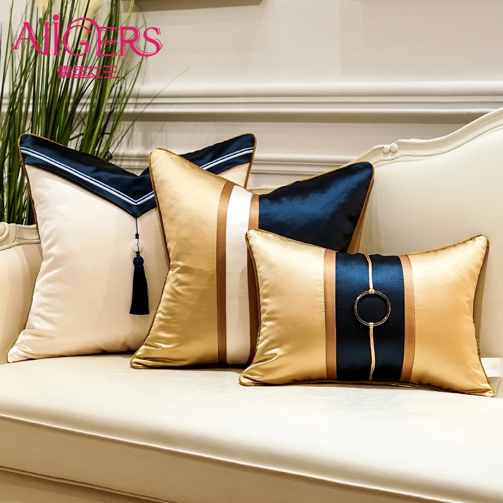 Avigers Luxury Patchwork Modern Cushion Covers with Tassels Throw Pillow Cases Home Decorative Pillowcases 45 x 45 50 x 50