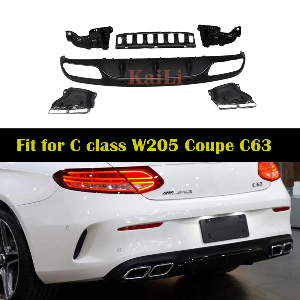 

W205 AMG Style Rear Bumper Diffuser Lip for Benz A205 C205 with AMG Package 2015 + Coupe Cabriolet C180 C250 C300 C350