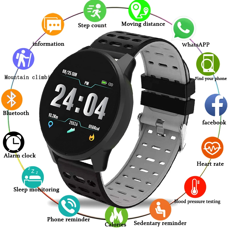 

WISHDOIT Sports watch Blood Pressure Heart Rate Sport Mode Smart Watch Mens Women Fitness tracker Waterproof clock For Android