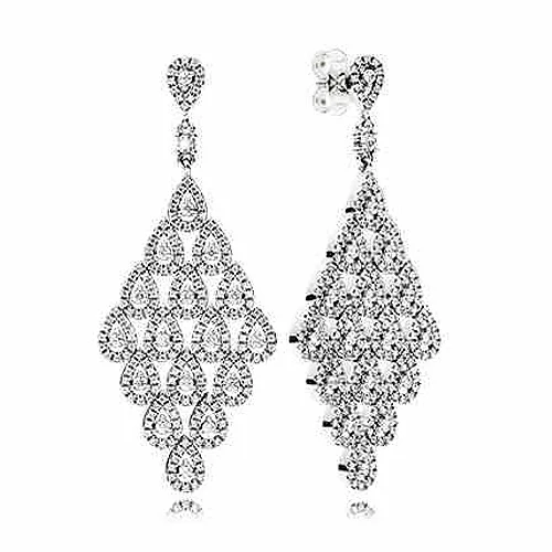 

925 Sterling Silver Earring Women Cascading Glamour Large With Crystal Hanging Earrings For Women Wedding Gift Diy Jewelry