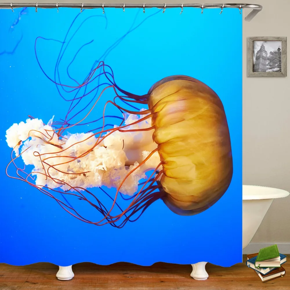 Beautiful Jellyfish Shower Curtain Novelty Funny Jellyfish Bathroom