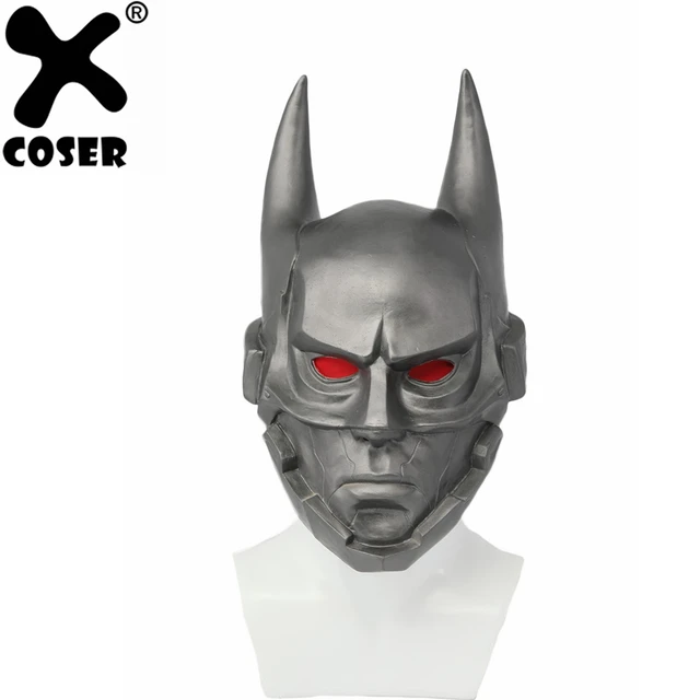 XCOSER Batman Beyond Cosplay Prop Deluxe Latex Mask Silver Full Head