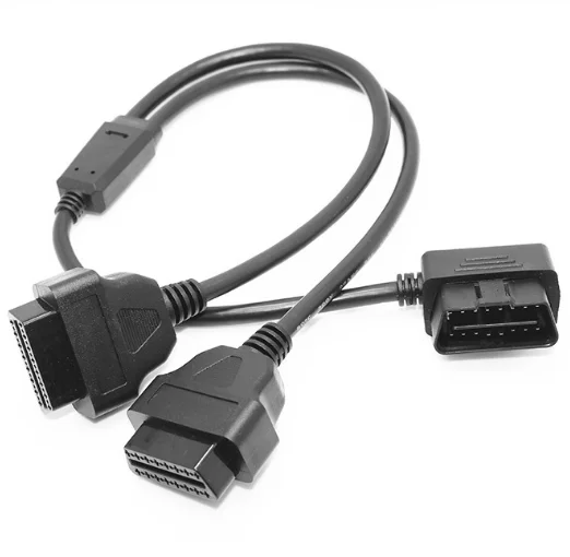 

1-2 OBD2 16Pin Male to Female Y Splitter Extension Cable 50cm Adapter Connector