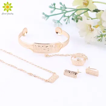 

2020 New Fashion 'My Girl 'Kid Jewelry Sets Necklace Bangle With Ring Gold Color Children Jewelry For Girl