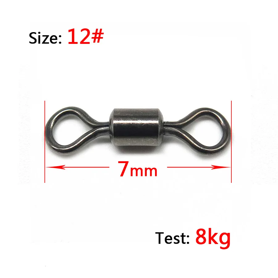Минимальный Рыбалка 200 шт. шаровом шарнире сплошные Кольца Рыбалка Разъем размер 2#-12# Роллинг Поворотный Ocean лодка Рыбалка Крючки - Цвет: Size 12