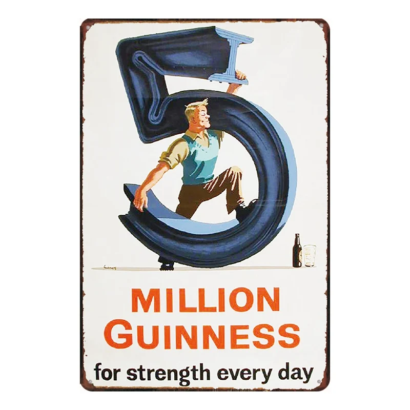 Винтажный жестяной настенный постер Guinness 30x20 см|Таблички и знаки| |