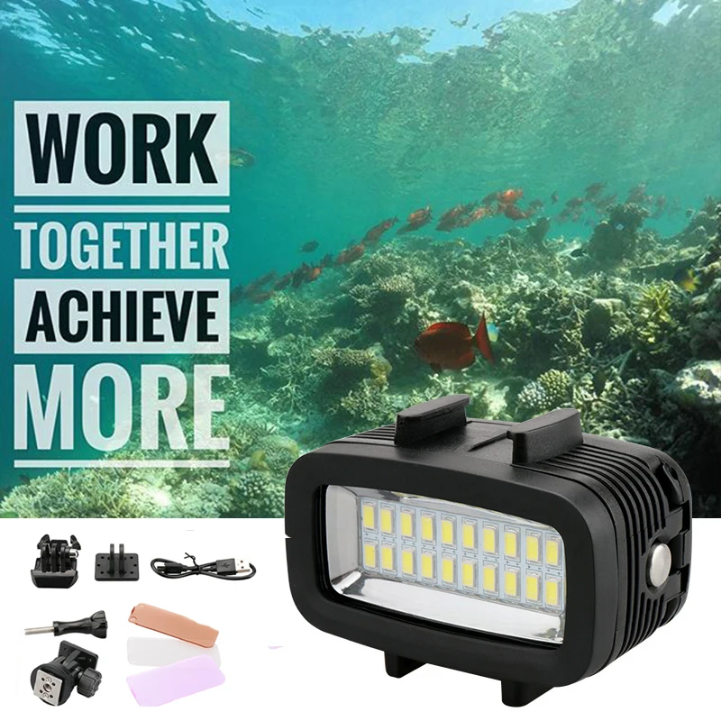 40 м подводный светодиодный видео свет для Gopro водонепроницаемая лампа дайвинга