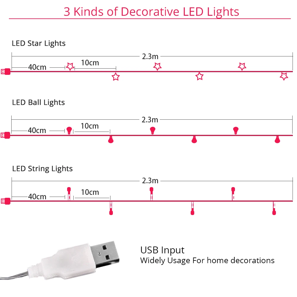 Светодио дный Медный провод Строка Light 2 м 3 м 5 м гирлянды с шариками светодио дный строка USB/Батарея питание светодио дный гирляндой для