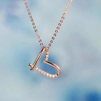 

Sterling 925 silver mosaic zircon openwork heart necklace simple trendy design wild charms necklace for women fashion jewelry