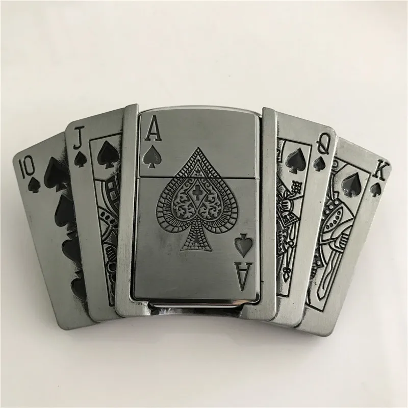 Розничная, новинка, Spades 10 JQKA, игральные карты, керосин, зажигалка, ковбойский ремень с металлической пряжкой, мужской ремень, аксессуары, подходит для 4 см, широкий ремень