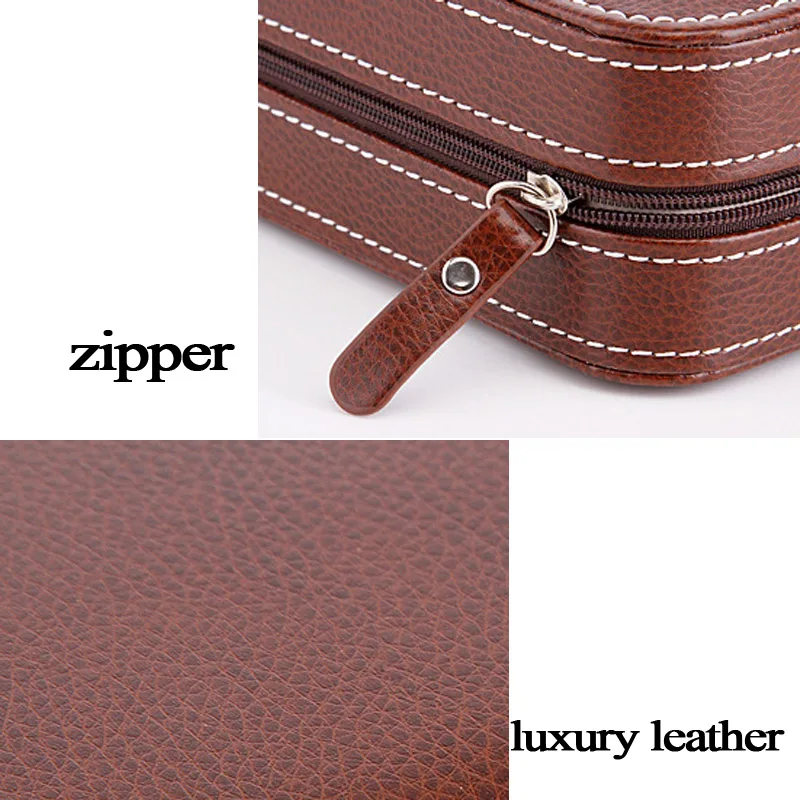 Top Quality 8 Grids Leather Watch Box Luxury Zipper style for travelling storage Jewelry Watch Collector Cases Organizer Box