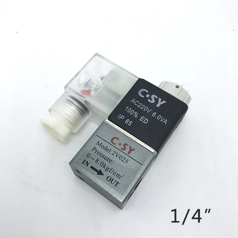 

1/4" BSP 1 Way 1 Position Pneumatic Air Gas Solenoid Valve Normally Closed DC12V 24V AC110V 220V 2V025-08