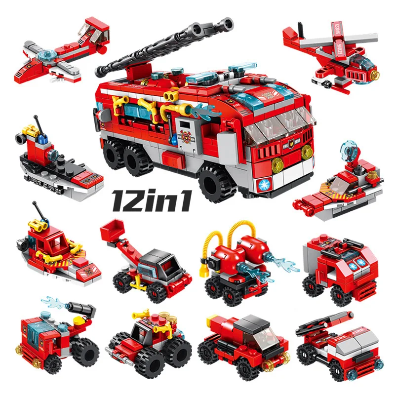 

561PCS Fire Truck Building Blocks City Series Simulation Car Style Bricks Children Cars Model Educational Gifts Toys For Kids