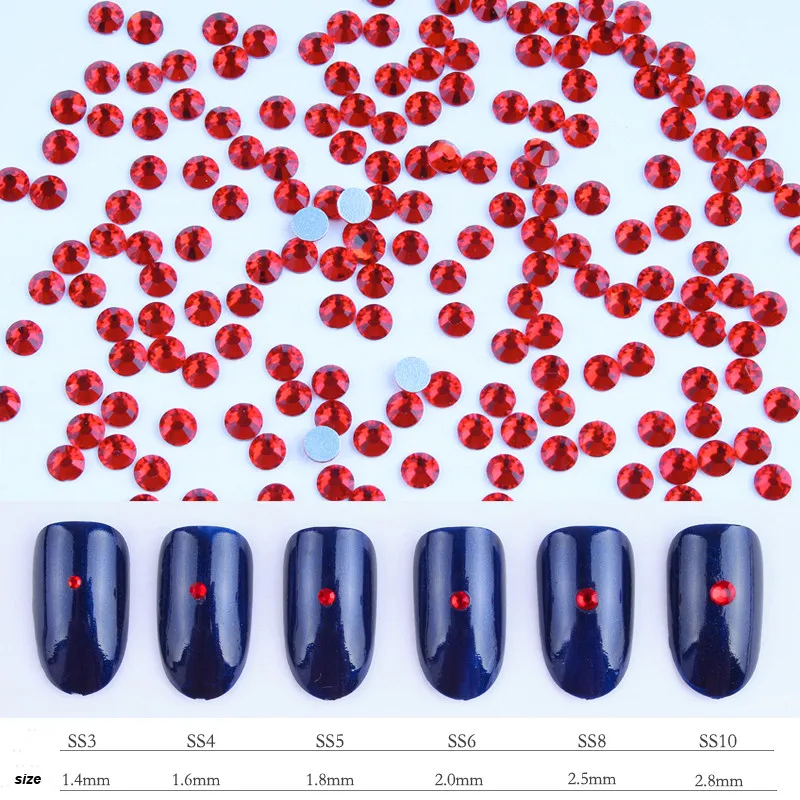7 размеров украшения со стразами для ногтей для дизайна ногтей супер блестящий плоский с оборота кристалл AB& кристально чистый Маникюр для дизайна ногтей SS3-SS10