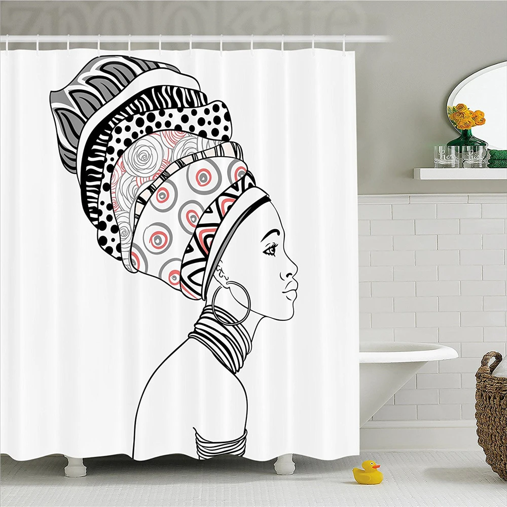 Afro Decor Rideau De Douche Exotique Safari Dame Dans Boho Turban Glamour Authentique Folklorique Mode Design Salle De Bains Decor Ensemble Avec H Aliexpress