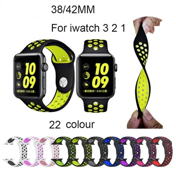 

Soft Silicone Replacement Wristband for Apple Watch Series 1 2 3 Breathable hole iwatch band 42mm iwatch band 38mm strap