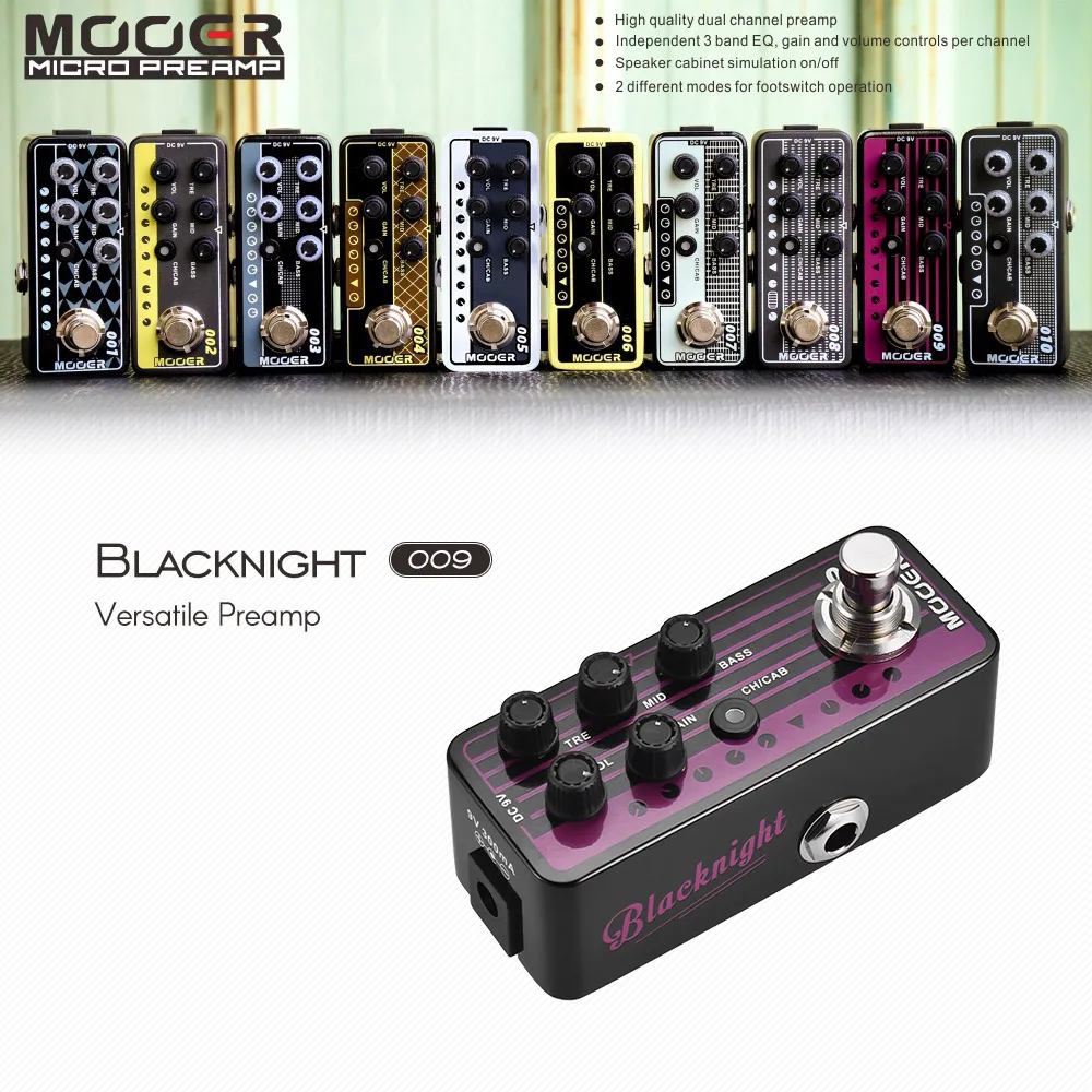 MOOER MICRO предусилитель серии 009 гитары педаль Blacknight Универсальный цифровой Предварительный усилитель педаль эффектов Правда Обход