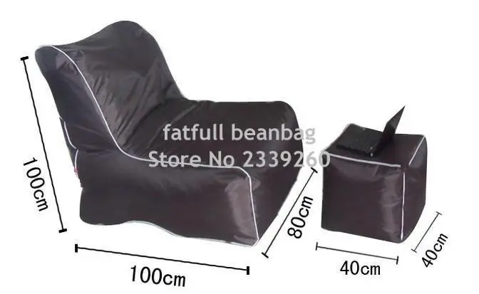 Cover only No Filler -Green sofa chair, outdoor bean bag furniture set with foot stool-waterproof beanbag home folding chair