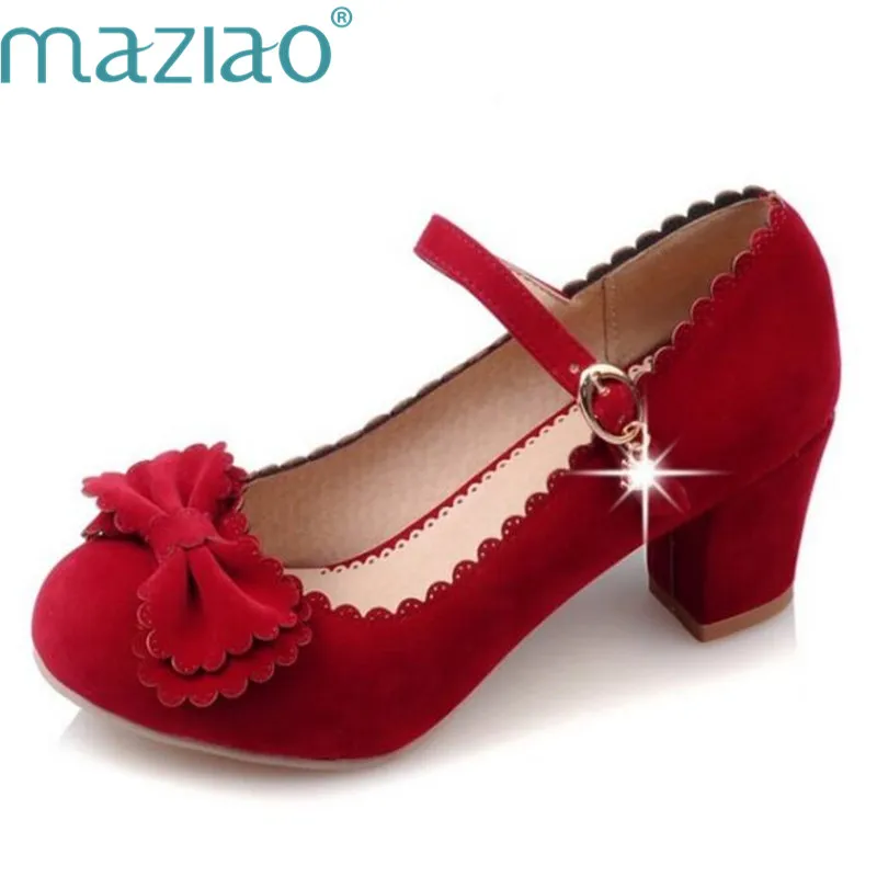 

MAZIAO Big Size Ladie's Spring/ Autumn Leisure Low Heel Shoes Women Sweet Bowtie Pumps Causal Solid Shoes For Girls Women Shoes