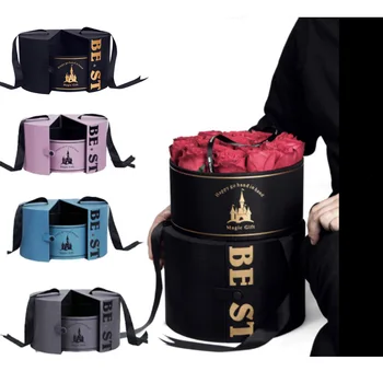 

1 Set Magic Castle Rose Flower Packaging Box Gift Package Detachable Gift Box Creative Box For Wedding Party 4 Colors