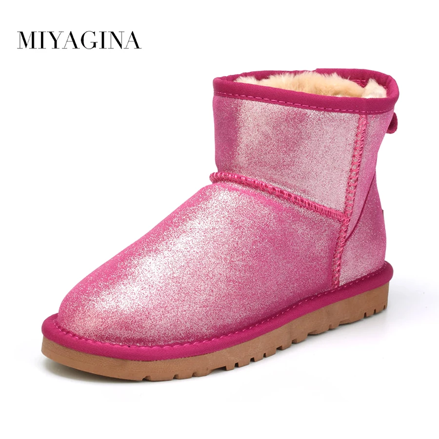 online MIYAGINA 2018 Genuíno couro botas de Neve de Inverno Quente Sapatos de Alta Qualidade Mulheres De Peles Naturais Botas ankle boots botas mujer