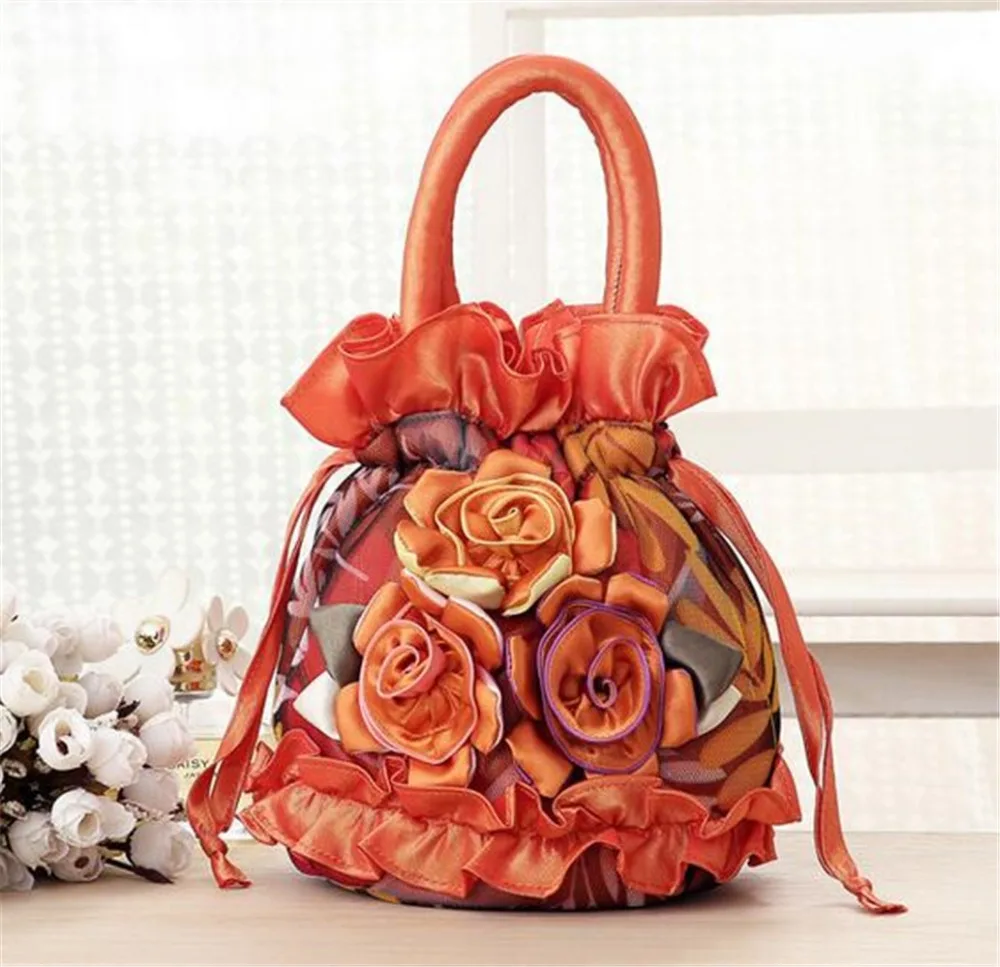 

Women Lace Flowers palace Bohemia Bucket Bag Women Cloth Bags women's Purses Brand Designer Ladies Crossbody messenger Bags