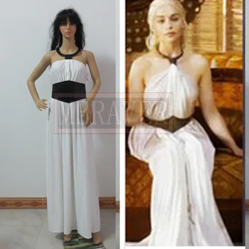 

White Game of Thrones Daenerys Targaryen Princess Evening Dress Customize Cosplay Costumes